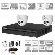 DAHUA Kit 2 caméras dômes Full HD - 2 Mégapixels vidéo surveillance IR 50m